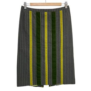 Etro Striped Knee Length Wool Blend Pencil Skirt